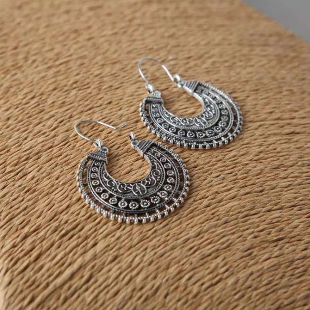 Bohemian ethnic german silver earrings